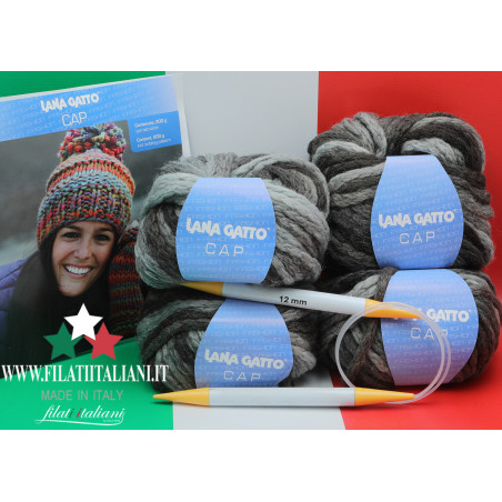 KIT CAP 7279 LANA GATTO CAP AND A PAIR WARMERS Knitted accessories ...