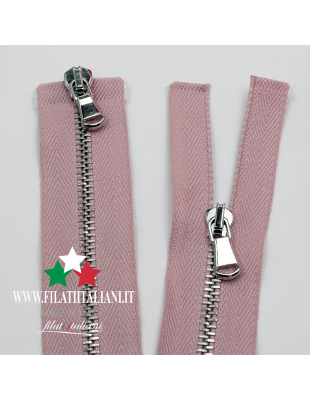 ZIP6209 CHIUSURA LAMPO IN METALLO SPAZZOLATO 85 CM 4 mm