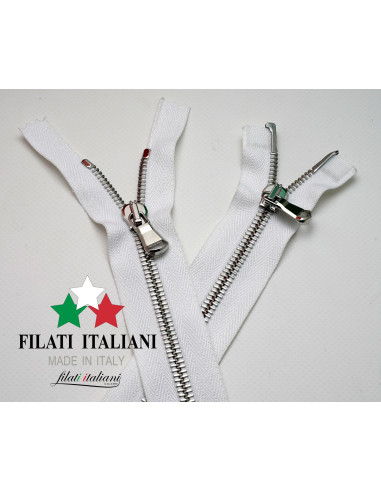 018180/T5/BIANCO ARGENTO CHIUSURA LAMPO IN METALLO SPAZZOLATO 80 CM...