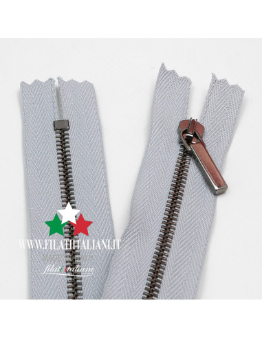 ZIP6272  CHIUSURA LAMPO UN CURSORE FISSA CANNA DI FUCILE 25 CM 4.5 mm