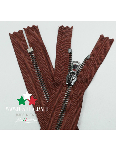 ZIP50030 CHIUSURA LAMPO UN CURSORE FISSA CANNA DI FUCILE 25 CM  4.5 mm