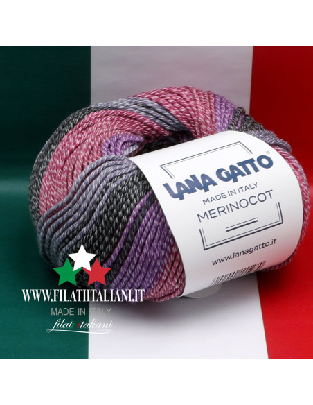 MC 31010 MERINCOT MERINO COTONE STAMPATO  LANA GATTO