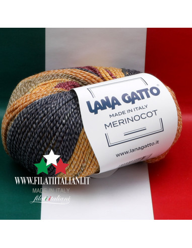 MC 31011 MERINCOT MERINO COTONE STAMPATO  LANA GATTO