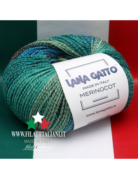 MC 31013 MERINCOT MERINO COTONE STAMPATO  LANA GATTO