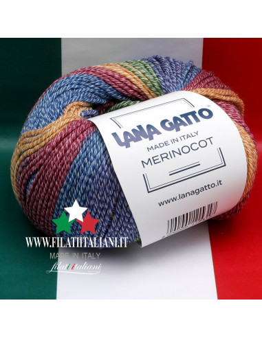 MC 31014 MERINCOT MERINO COTONE STAMPATO  LANA GATTO