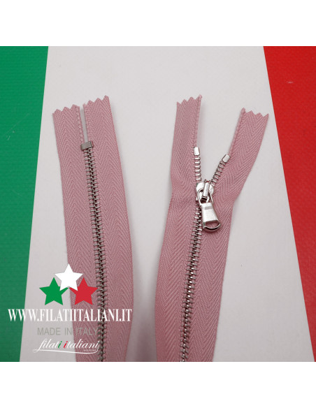 ZIP7895 CHIUSURA LAMPO UN CURSORE FISSA SILVER 25 CM 4.5 mm