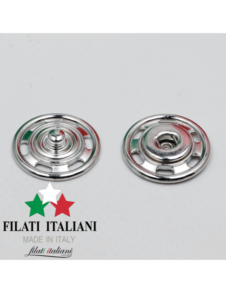 AUTO300595 SILVER  BOTTONE AUTOMATICO IN ACCIAIO Lineato 36   23mm