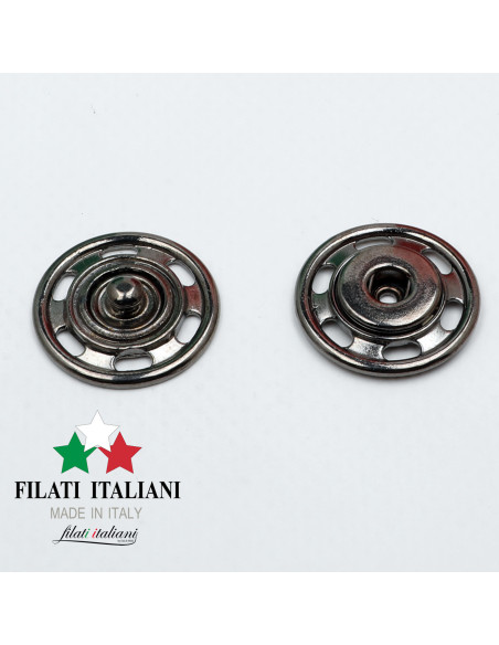 AUTO300595 GUN METAL BOTTONE AUTOMATICO IN ACCIAIO Lineato 36   23mm