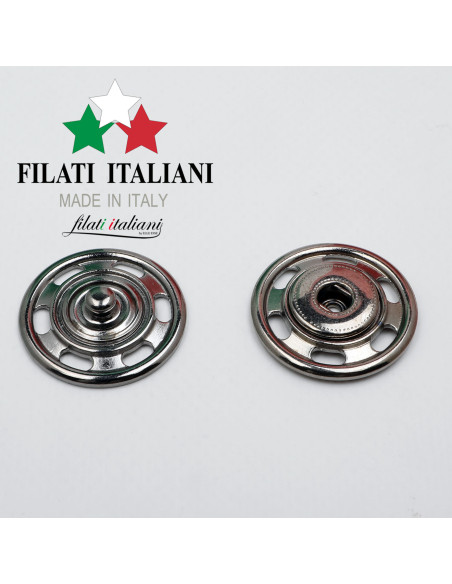 AUTO300586 GUN METAL  BOTTONE AUTOMATICO IN ACCIAIO Lineato 48   30.5mm