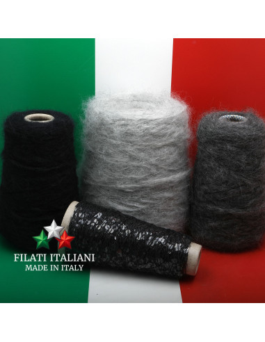 LD6954   LOT 4 bob.  MOHAIR NUBE + BIG  PAILLETTES   22.99€/100g